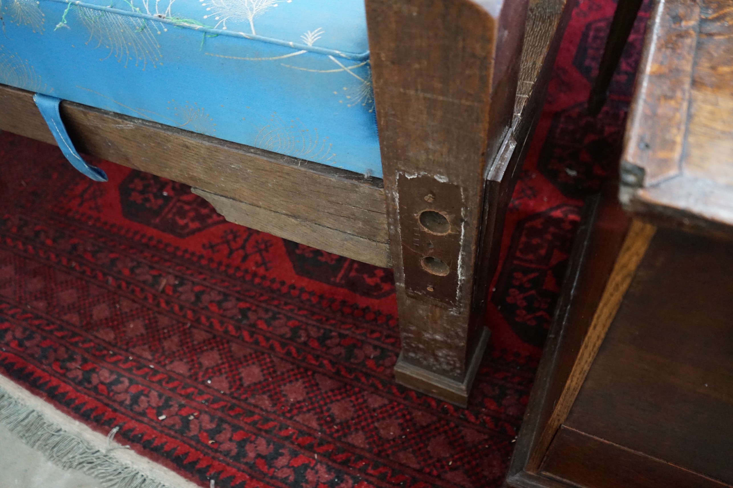 A George III mahogany four poster bed, length 204cm, depth 156cm, height 250cm